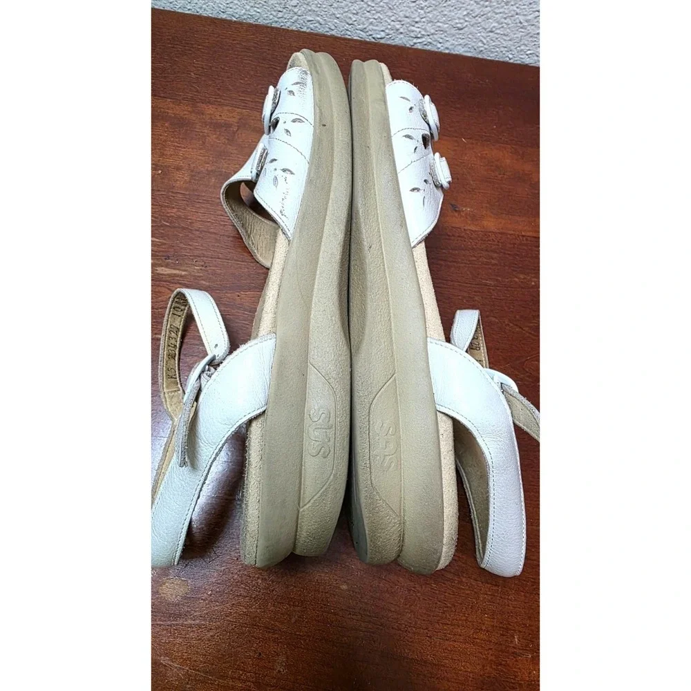 SAS‎ Tripad White Leather Adjustable Strap Mary Jane Sandals Cushioned Size 10M